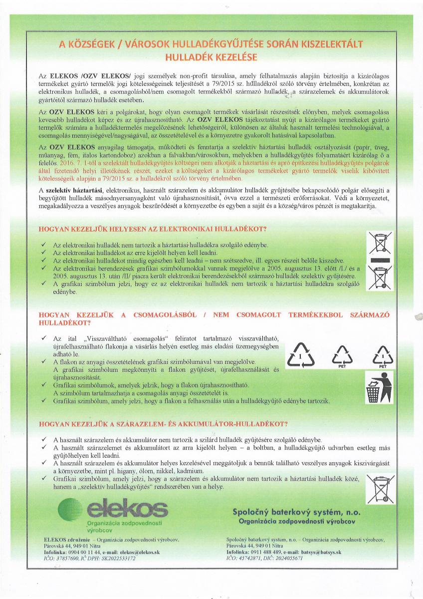 A községek hulladékgyűjtése során kiszelektált hulladék kezelése